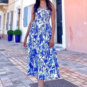 H&M Floral Blue and White Dress